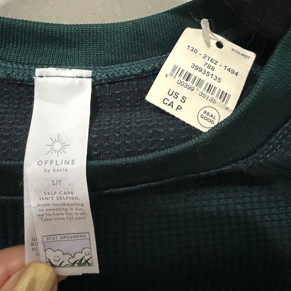 Offline by Aerie Forest Green Long Sleeve Crop Top - Picture 4 of 5